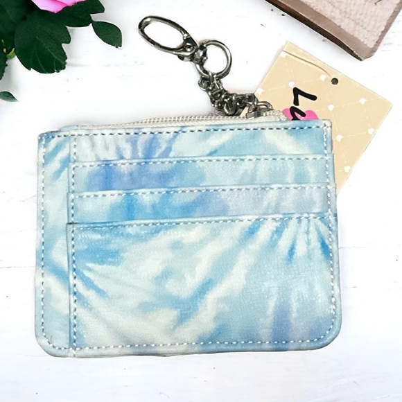 Luv Betsey By Betsey Johnson Tie Dye Kitty Cat Blue And White Card Case New - Picture 2 of 2